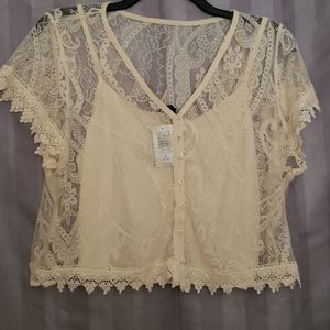 Torrid ivory lace matching skirt set size 2 NWT